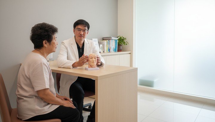 醫師專業解說醫學美容音波作用於筋膜層 萊攸診所引進先進醫學美容音波醫療器材 施作醫學美容音波前進行精準的臉部評估