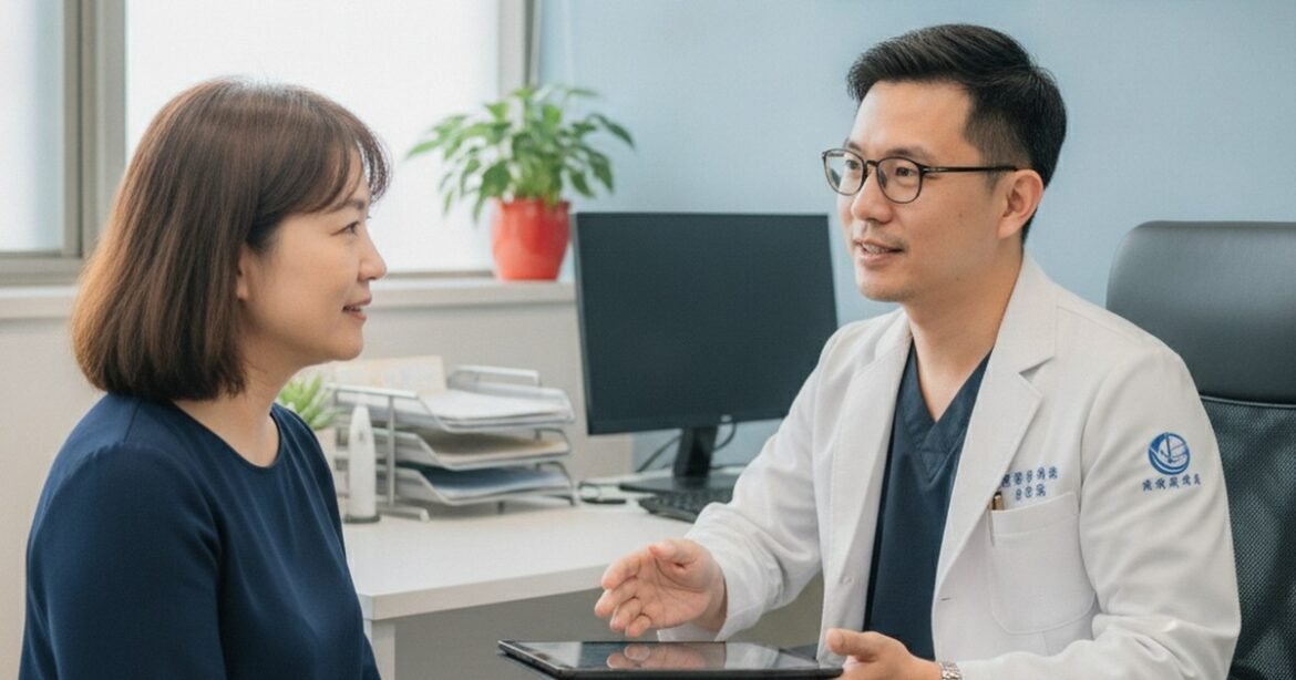 吳芮醫師細心講解抽脂美學，強調曲線比例的設計重要性。